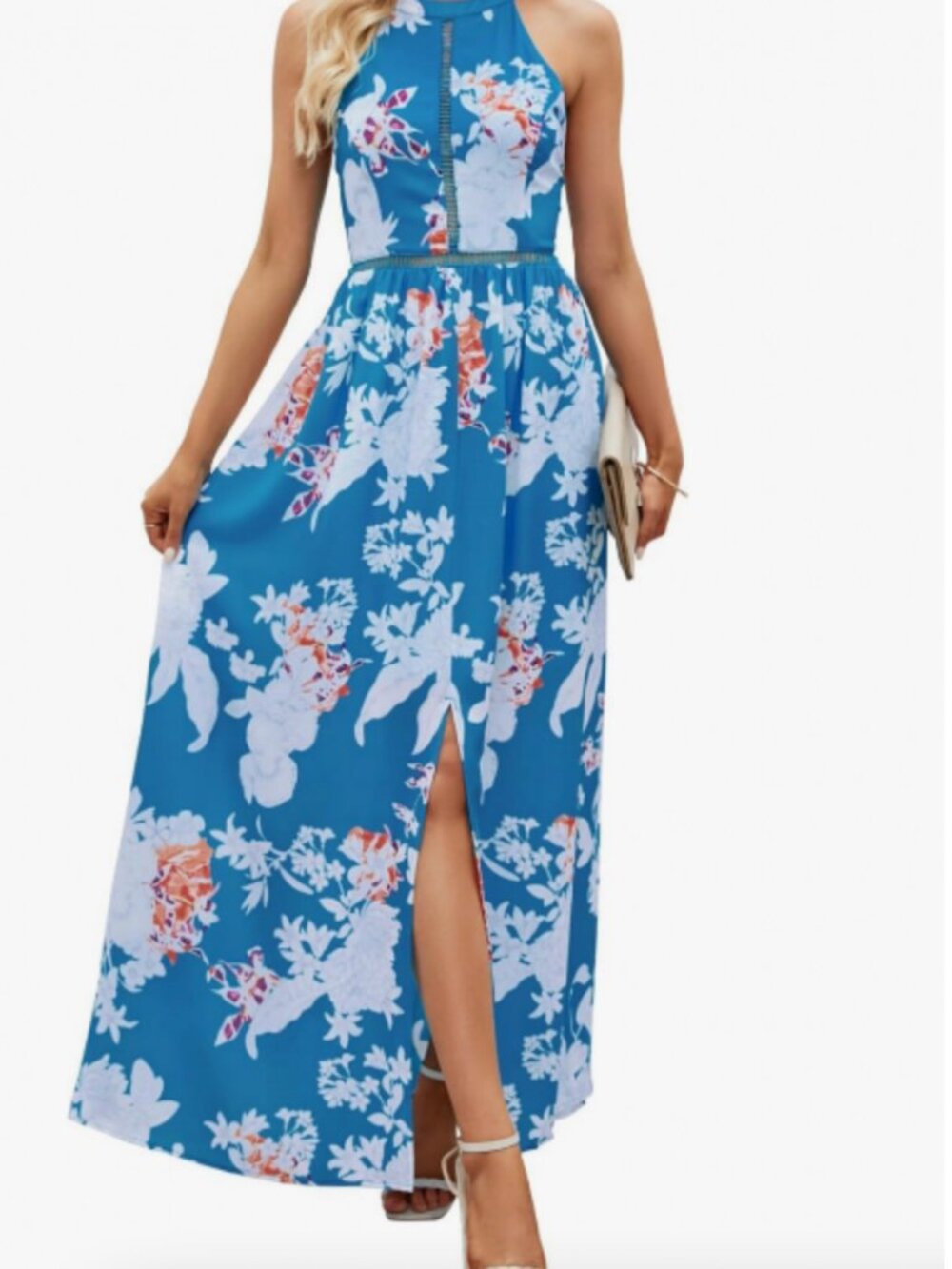 Zesica Floral Halter Maxi Dress - MEDIUM